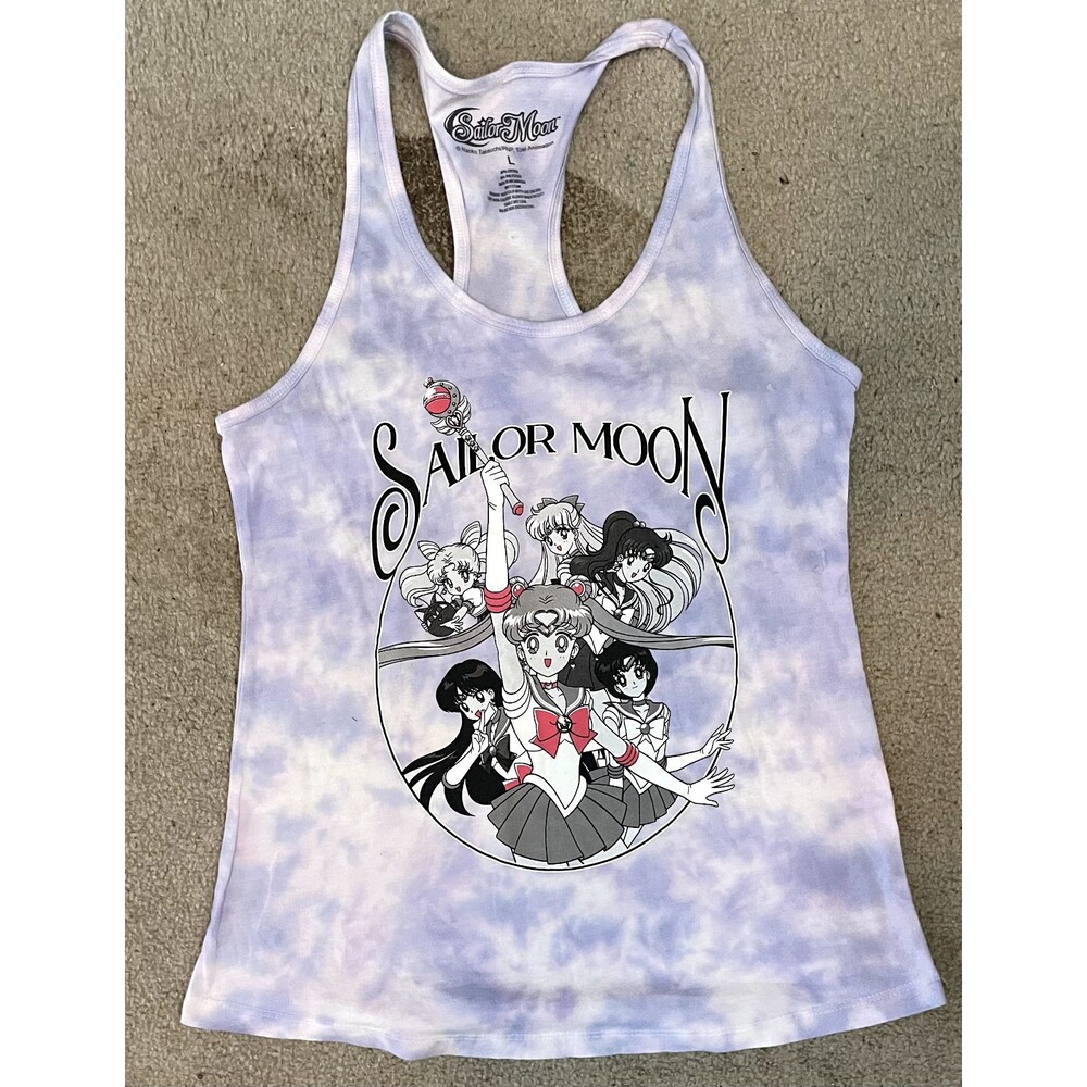 Sailor Moon Purple Tie Dye Graphic Tank Top Juniors Size Large